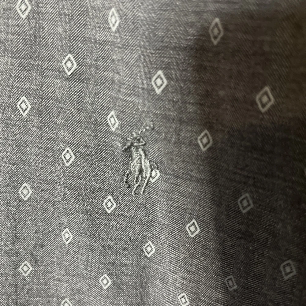 Polo Ralph Lauren Men's Gray Diamond Pattern Button Front L/S‎ Shirt Sz Large